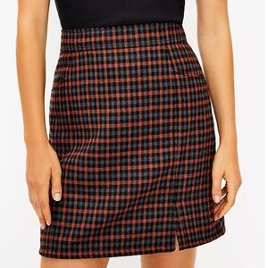 NWT Loft Plaid Wool Blend‎ Mini Skirt With Pockets Size 14